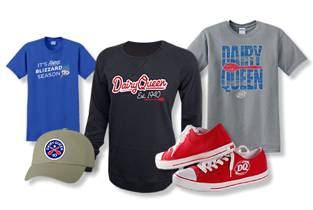 DQ T-shirts, hat, and shoe gear